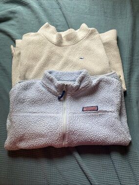 Vineyard Vines Light Blue Sherpa Zip Jacket & Cream Sherpa Pullover